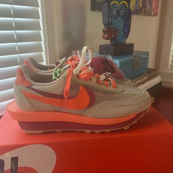 Nike Ld Waffle Sacai Clot Net Orange Blaze - Dh1347-100 - Picture 8 of 11